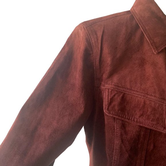 Atelier by B. Thomas Button-Down Suede Jacket Women's Collared Size L - Picture 5 of 5